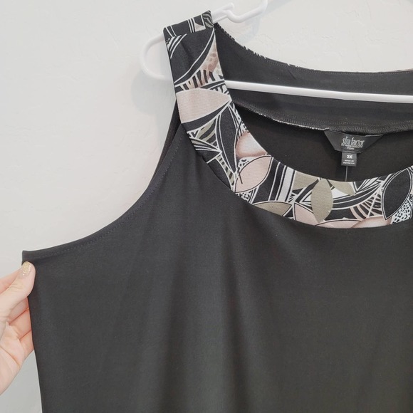 NWT Slim Factor by Investments Black Jungle Sleeveless Top Women's Size 2X - Picture 6 of 7